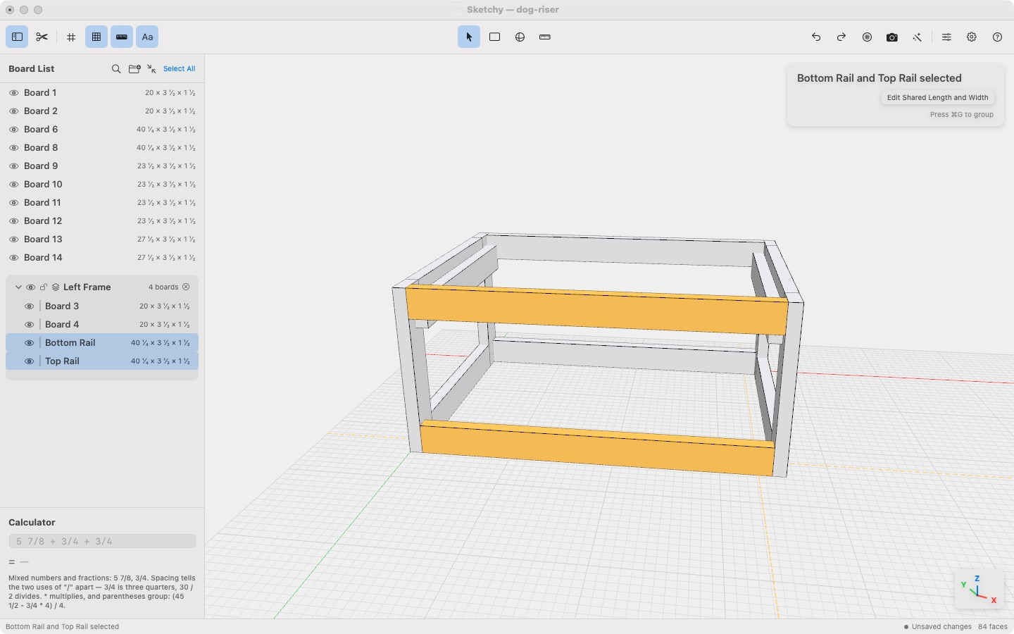 Editing two rails together from the Board List